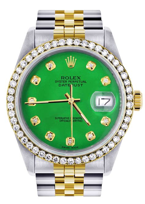 rolex datejust gold green